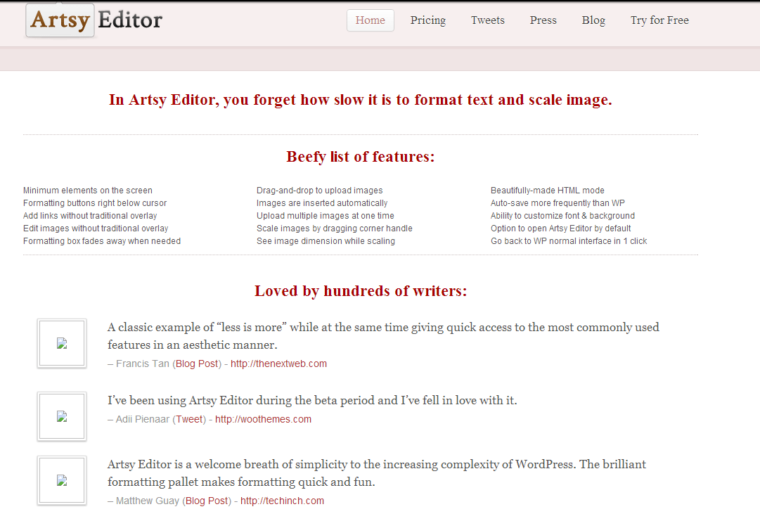 artsyeditor old landing page Artsyeditor老登陆页