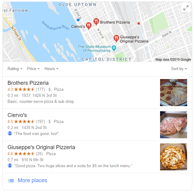 在我附近的最佳披萨商店搜索