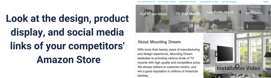 一个来自竞争对手分析的亚马逊商店的例子