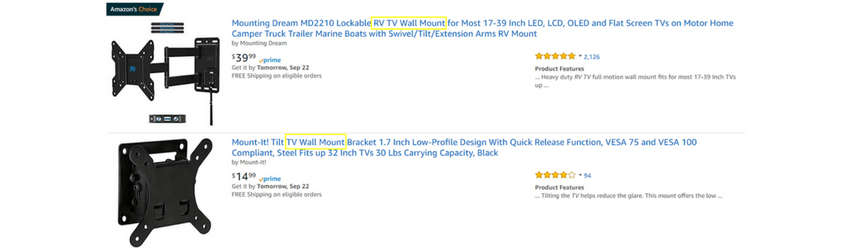 亚马逊竞争对手分析的搜索结果示例